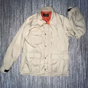 Eddie Bauer Mens Size Large Zip Front‎ Barn Work Coat Jacket Tan Beige Pockets
